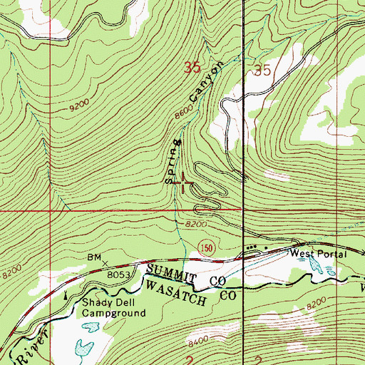 Topographic Map of West Portal Duchesne Tunnel, UT