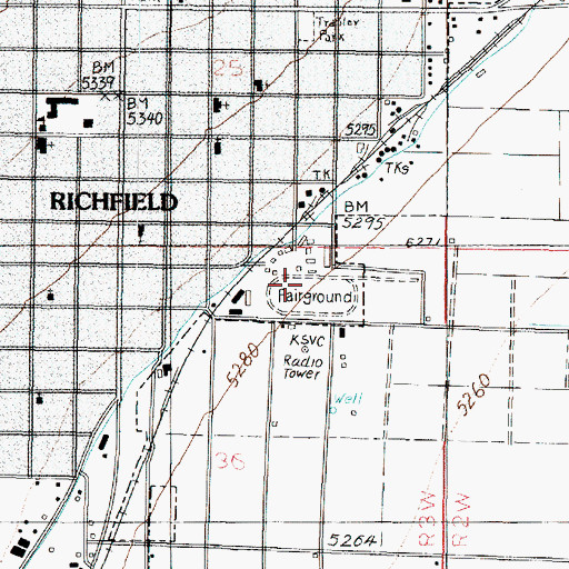 Topographic Map of Sevier County Fairground, UT