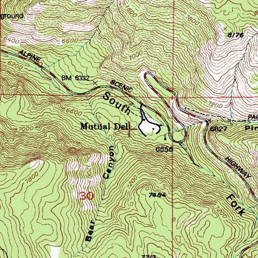 Topographic Map of Mutual Dell Organization Camp, UT