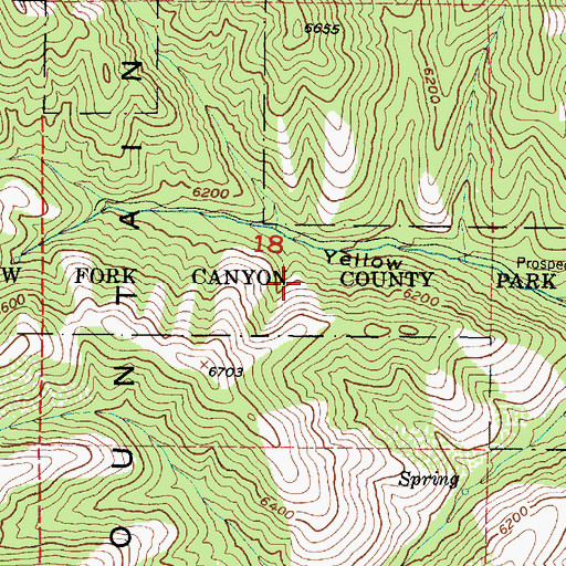 Topographic Map of Yellow Fork Canyon County Park, UT