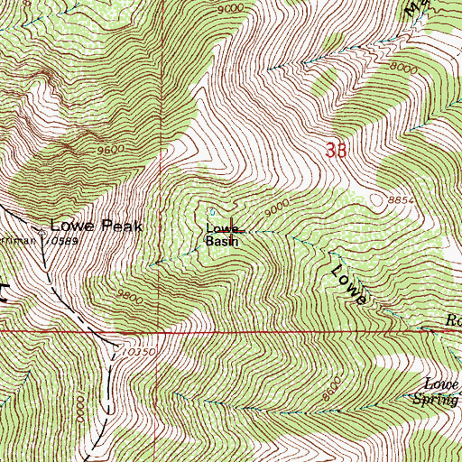 Topographic Map of Lowe Basin, UT