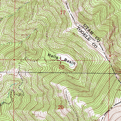 Topographic Map of Halls Basin, UT