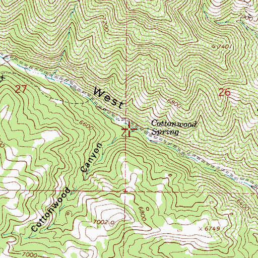 Topographic Map of Cottonwood Canyon, UT