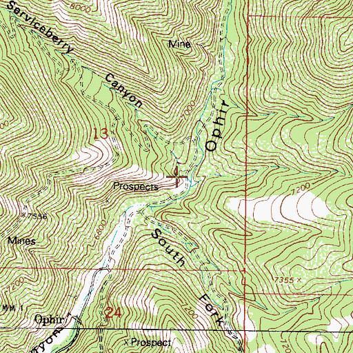 Topographic Map of Serviceberry Canyon, UT