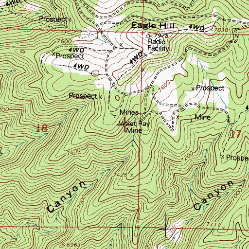 Topographic Map of Violet Ray Mine, UT