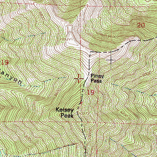 Topographic Map of Piney Pass, UT