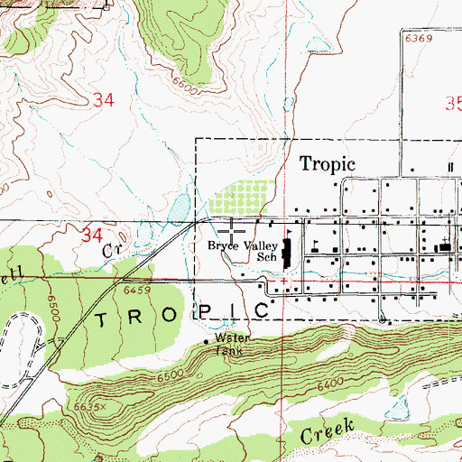 Topographic Map of Bryce Valley High School, UT