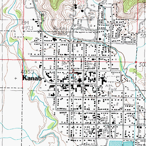 Topographic Map of Kanab Elementary School, UT