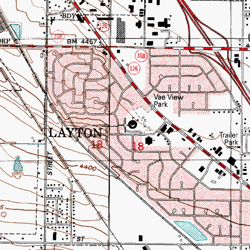 Topographic Map of Vae View Elementary School, UT