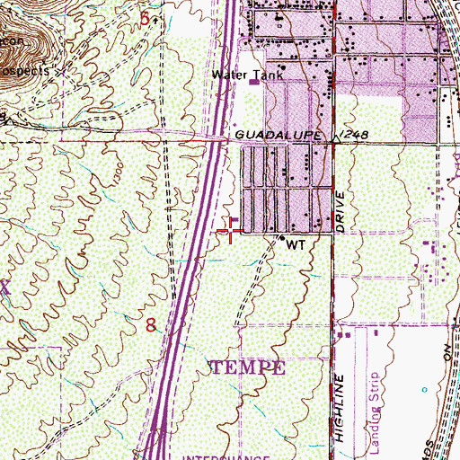 Topographic Map of Guadalupe Dam, AZ