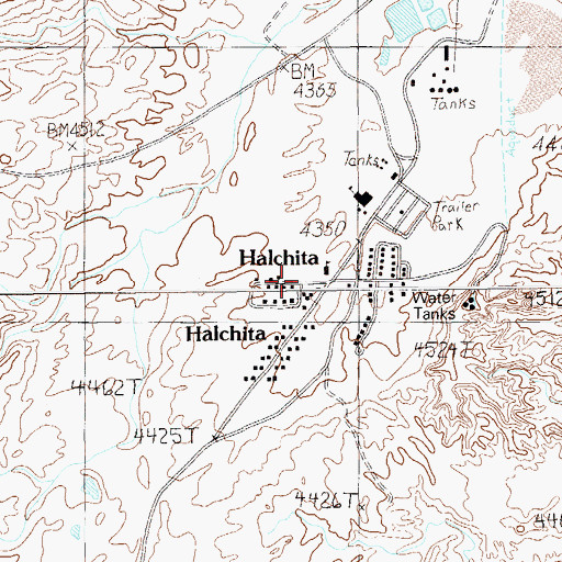 Topographic Map of Mexican Post Office, UT