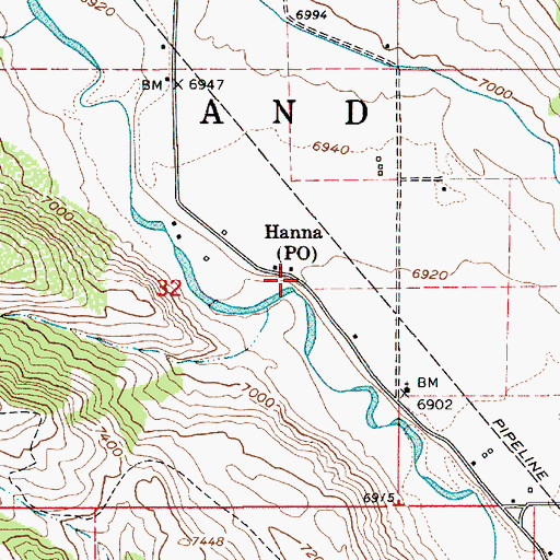 Topographic Map of Hanna Post Office, UT