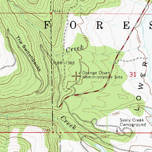 Topographic Map of Orange Olsen Administrative Site, UT