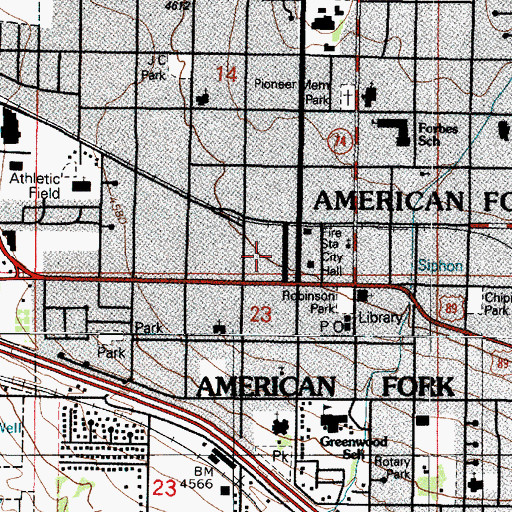 Topographic Map of American Fork Post Office, UT