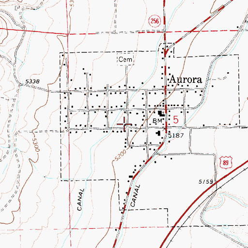 Topographic Map of Aurora Post Office, UT