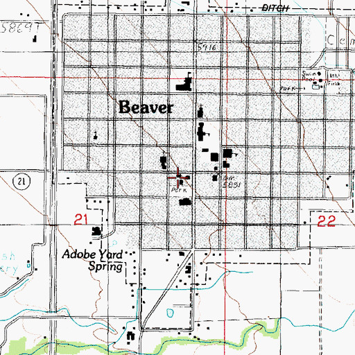 Topographic Map of Beaver Post Office, UT