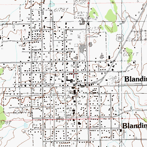 Topographic Map of Blanding Post Office, UT