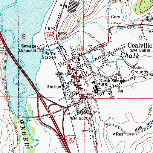Topographic Map of Coalville Post Office, UT