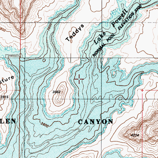 Topographic Map of Dangling Rope Marina, UT