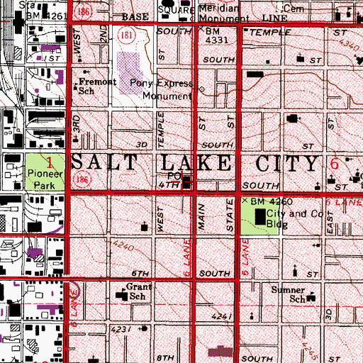 Topographic Map of Downtown Station Post Office, UT