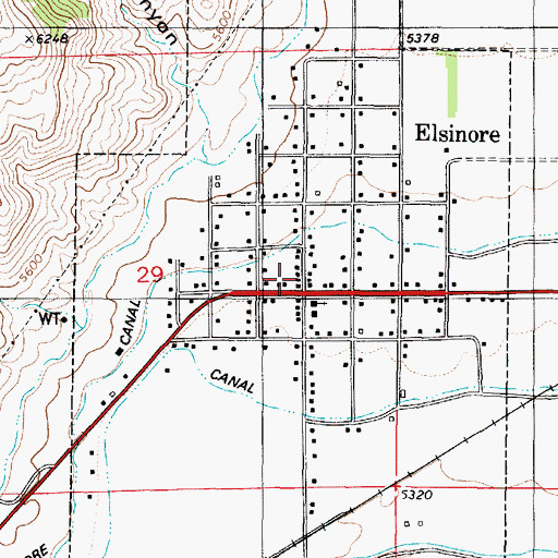 Topographic Map of Elsinore Post Office, UT