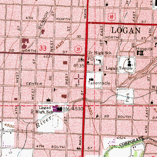 Topographic Map of Emporium Shopping Center, UT