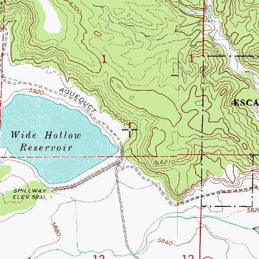 Topographic Map of Escalante Petrified Forest State Park, UT