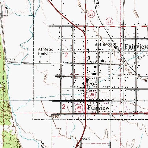 Topographic Map of Fairview Post Office, UT