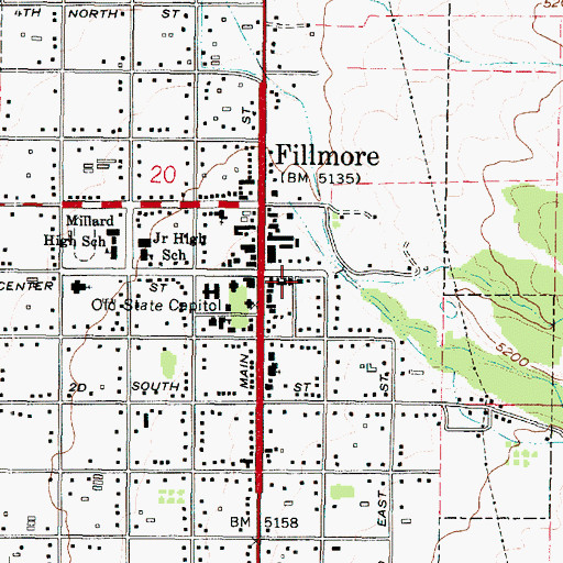 Topographic Map of Fillmore Post Office, UT