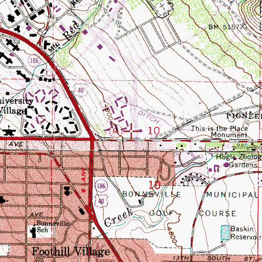 Topographic Map of Foothill Post Office, UT