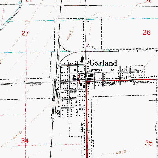 Topographic Map of Garland Post Office, UT