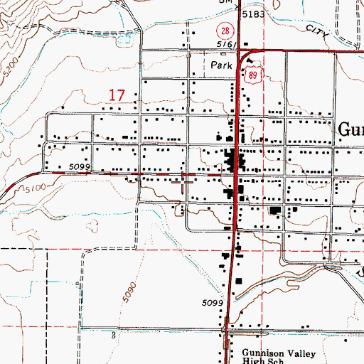 Topographic Map of Gunnison Post Office, UT