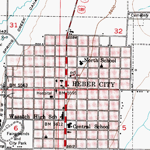 Topographic Map of Heber City Post Office, UT