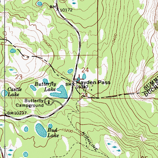 Topographic Map of Highline Trail Head Campground, UT