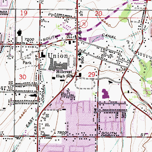 Topographic Map of Hillcrest Shopping Center, UT