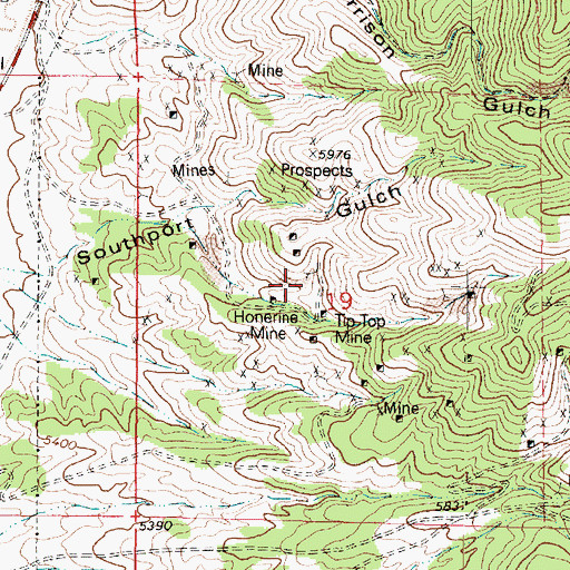 Topographic Map of Honerine Mine, UT