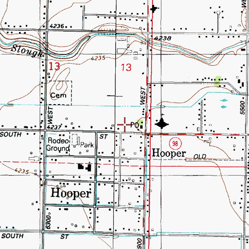 Topographic Map of Hooper Post Office, UT