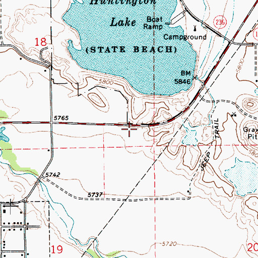 Topographic Map of Huntington State Park, UT