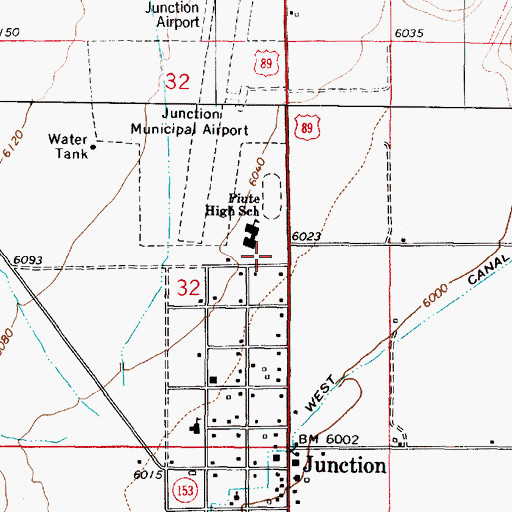 Topographic Map of Junction Post Office, UT