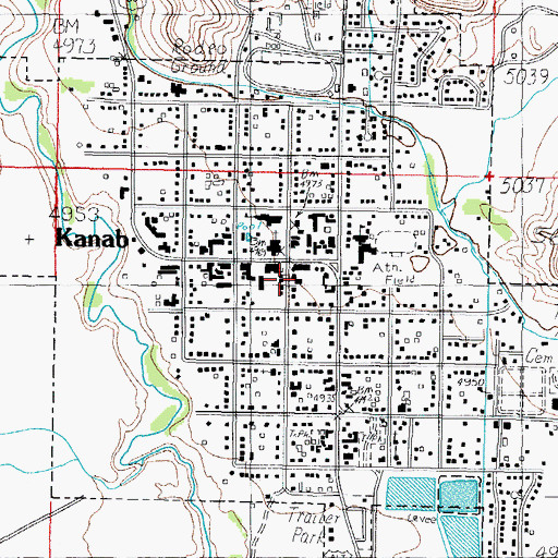 Topographic Map of Kanab Post Office, UT