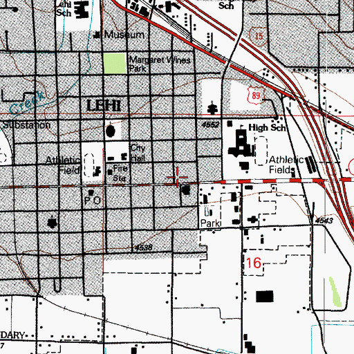 Topographic Map of Lehi Post Office, UT