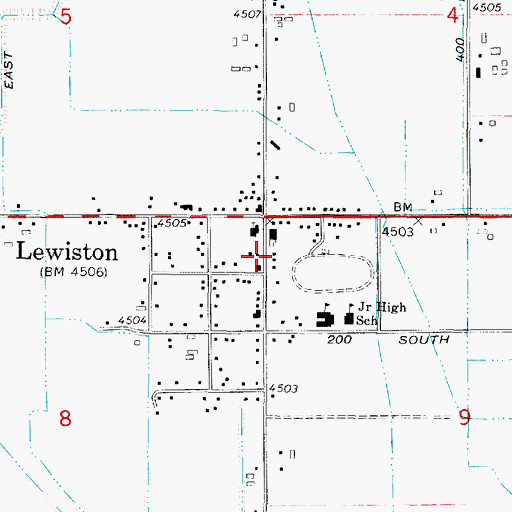 Topographic Map of Lewiston Post Office, UT
