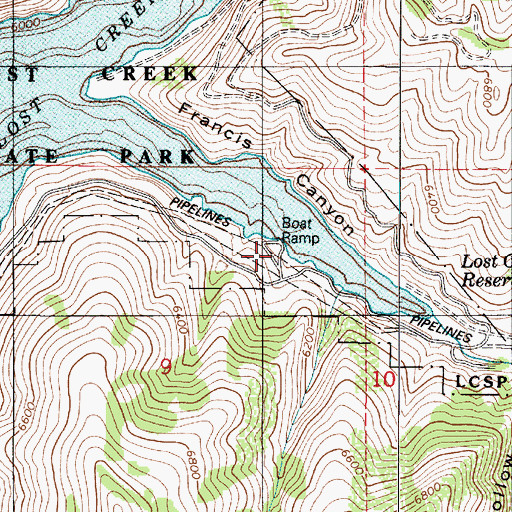 Topographic Map of Lost Creek State Park, UT