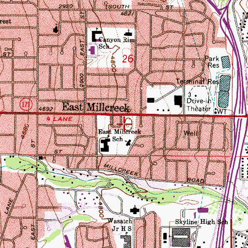 Topographic Map of Millcreek Branch Post Office, UT