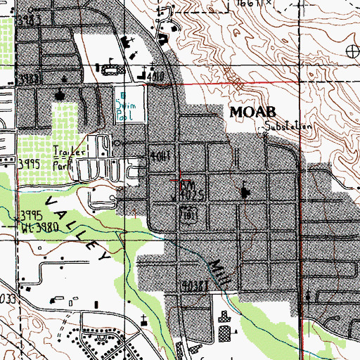 Topographic Map of Moab Post Office, UT