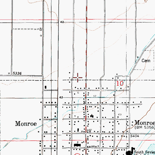 Topographic Map of Monroe Post Office, UT