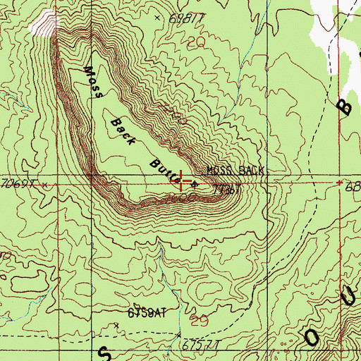 Topographic Map of Moss Back Butte, UT