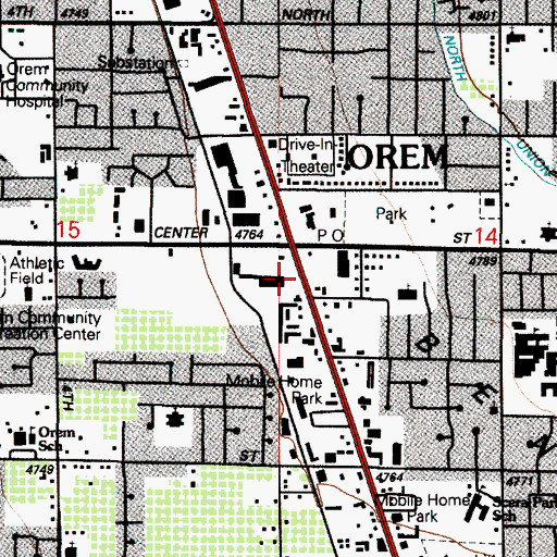Topographic Map of Mountain Shadows Shopping Center, UT