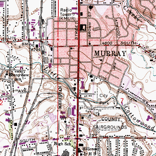 Topographic Map of Murray Post Office, UT
