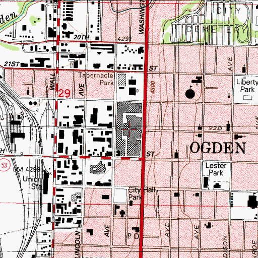 Topographic Map of Ogden City Mall, UT